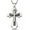 Two Tone Stainless Steel Diamond Cross Pendant