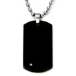Black Tungsten Diamond Dog Tag Pendant w/ Bead Chain