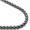 Gunmetal Grey Titanium 7MM Wheat Link Necklace Chain