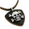 Sterling Silver Skull Biker Leather Pendant w/ Adjustable Cord