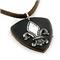 Sterling Silver Fleur-de-lis Biker Leather Pendant w/ Adjustable Cord