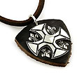 Sterling Silver Iron Cross Leather Biker Pendant w/ Adjustable Cord