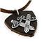 Sterling Silver Crossing Sword Biker Leather Pendant w/ Adjustable Cord