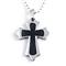 Stainless Steel Carbon Fiber Eastern Cross Pendant w/ Bead Chain