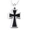 Stainless Steel Carbon Fiber Iron Cross Pendant w/ Bead Chain