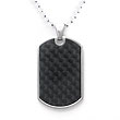 Stainless Steel Carbon Fiber Dog Tag Pendant w/ Bead Chain