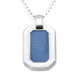 Stainless Steel Blue Carbon Fiber Dog Tag Pendant w/ Bead Chain