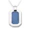 Stainless Steel Blue Carbon Fiber Dog Tag Pendant w/ Bead Chain