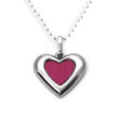Stainless Steel Red Carbon Fiber Heart Pendant w/ Bead Chain