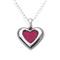 Stainless Steel Red Carbon Fiber Heart Pendant w/ Bead Chain
