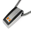 LAMBORGHINI Stainless Steel Carbon Fiber Pendant w/ Orange Crystals