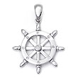 14K White Gold Diamond Helm Pendant w/ Rolo Chain