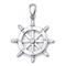 14K White Gold Bezel Diamond Helm Pendant w/ Rolo Chain