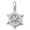 14K White Gold Pave Diamond Helm Pendant w/ Rolo Chain