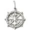 14K White Gold Pave Diamond Helm Pendant w/ Rolo Chain