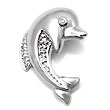 14K White Gold Diamond Dolphin Pendant w/ Rolo Chain