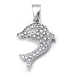 14K White Gold Diamond Dolphin Pendant w/ Rolo Chain