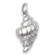 14K White Gold Diamond Shell Pendant w/ Rolo Chain