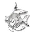 14K White Gold Diamond Fish Pendant w/ Rolo Chain