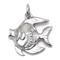 14K White Gold Diamond Angel Fish Pendant w/ Rolo Chain