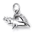 14K White Gold Diamond Shell Pendant w/ Rolo Chain