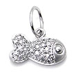 14K White Gold Diamond Fish Pendant w/ Rolo Chain