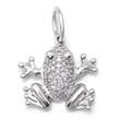 14K White Gold Diamond Frog Pendant w/ Rolo Chain