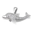 14K White Gold Diamond Dolphin Pendant w/ Rolo Chain