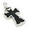 Sterling Silver Hematite Organic Stingray Leather Iron Cross Pendant