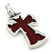 Sterling Silver Red Stingray Leather Iron Cross Pendant