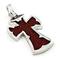 Sterling Silver Red Stingray Leather Iron Cross Pendant