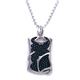 Sterling Silver Hematite Organic  Stingray Leather Dog Tag Pendant w/ Bead Chain