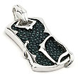 Sterling Silver Hematite Organic  Stingray Leather Dog Tag Pendant w/ Bead Chain