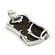 Sterling Silver Mocha Organic Stingray Leather Dog Tag Pendant