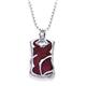 Sterling Silver Red Organic Stingray Leather Dog Tag Pendant w/ Bead Chain