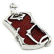 Sterling Silver Red Organic Stingray Leather Dog Tag Pendant w/ Bead Chain