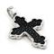 Sterling Silver Hematite Organic Stingray Leather Eastern Cross Pendant