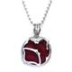 Sterling Silver Red Organic Stingray Leather Medallion Pendant w/ Bead Chain