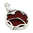 Sterling Silver Red Organic Stingray Leather Medallion Pendant w/ Bead Chain