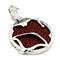 Sterling Silver Red Organic Stingray Leather Medallion Pendant w/ Bead Chain