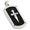 Sterling Silver Hematite Organic Stingray Leather Sword Dog Tag Pendant w/ Bead Chain