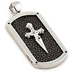 Sterling Silver Mocha Organic Stingray Leather Sword Dog Tag Pendant w/ Bead Chain