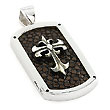 Sterling Silver Mocha Organic Stingray Leather Cross Flory Pendant