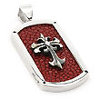 Sterling Silver Red Organic Stingray Leather Cross Flory Pendant