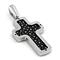 Sterling Silver Hematite Organic Stingray Leather Christian Cross Pendant
