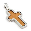 Sterling Silver Tan Organic Stingray Leather Cross Pendant