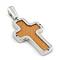 Sterling Silver Tan Organic Stingray Leather Cross Pendant