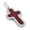 Sterling Silver Red Stingray Leather Christian Cross Pendant