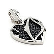 Sterling Silver Hematite Organic Stingray Leather Heart Pendant