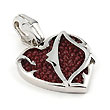 Sterling Silver Red Organic Stingray Leather Heart Pendant